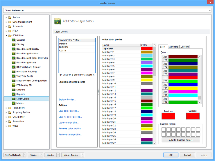 Defining Pcb Editor Layer Color Preferences For Altium Designer Altium Designer 160 User 6733