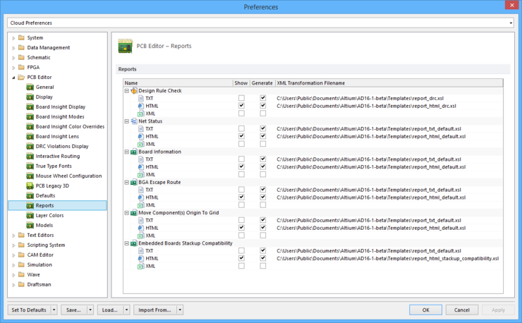 Defining Pcb Editor Report Preferences For Altium Designer Altium Designer 161 User Manual 3431