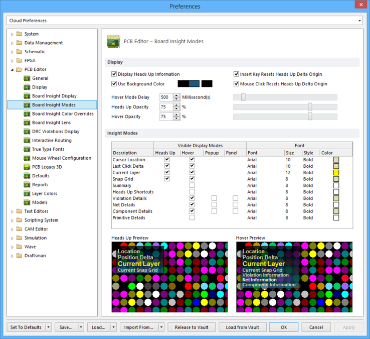 Defining Pcb Editor Board Insight Mode Preferences For Altium Designer Altium Designer 171 2849