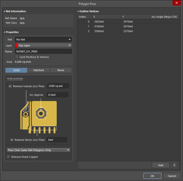 Configuring Pcb Polygon Pour Object Properties In Altium Designer Altium Designer 202 User 7621