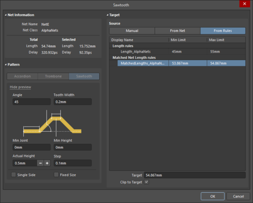 Configuring Pcb Sawtooth Object Properties In Altium Designer Altium Designer 21 Technical 2065