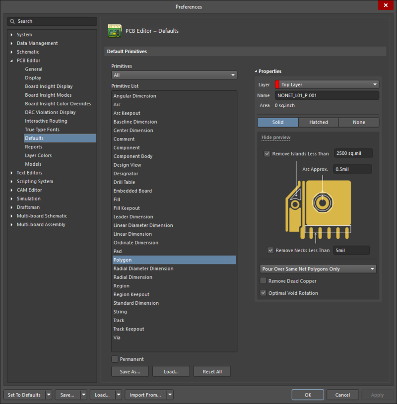 Configuring Pcb Polygon Pour Object Properties In Altium Designer Altium Designer 21 Technical 1367