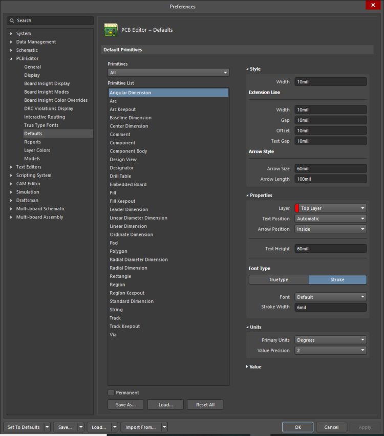 Configuring Pcb Baseline Dimension Object Properties In Altium Designer Altium Designer 21 0111