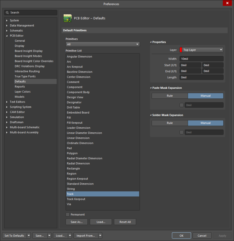 Configuring Pcb Track Object Properties In Altium Designer Altium Designer 21 Technical 6345