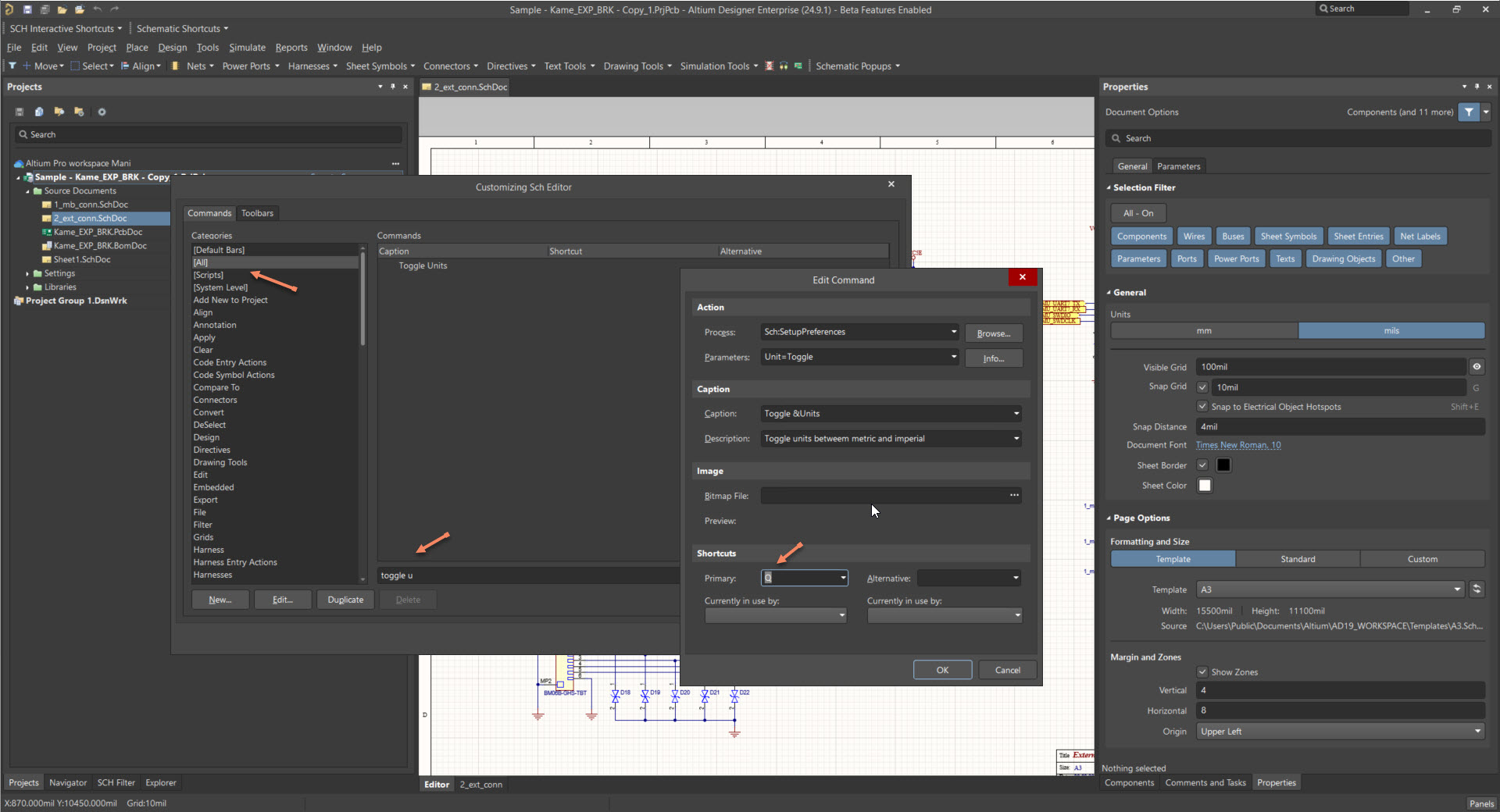 Q shortcut for schematic editor -Customize command-screenshot.jpg